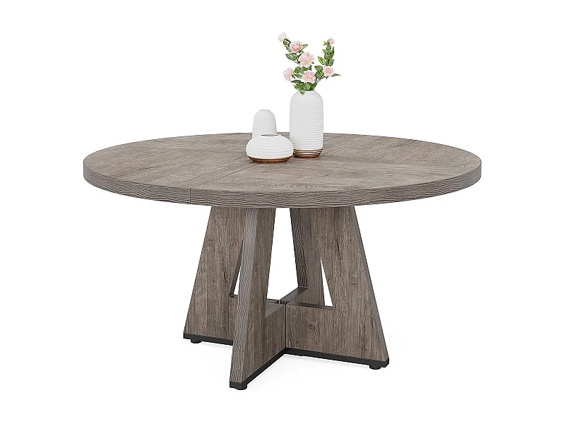 Table à Manger Ronde, 120 cm Table à Manger Bois pour Cuisine, Salle à Manger, pour 4 Personnes,Gris