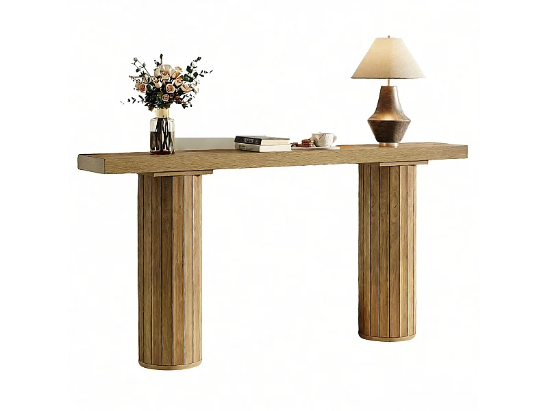 Table console de ferme de 160 cm, table de canapé derrière le canapé, longue table d'entrée, table console étroite, table de couloir pour entrée, salon, ,Marron