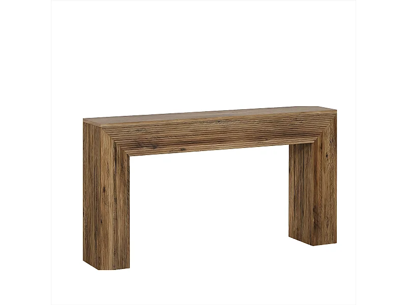 Table Console 160 cm, Industrielle Table d'entrée  avec étagères de Rangement, Table d'appoint en Bois pour Couloir, Salon, entrée, Marron foncé