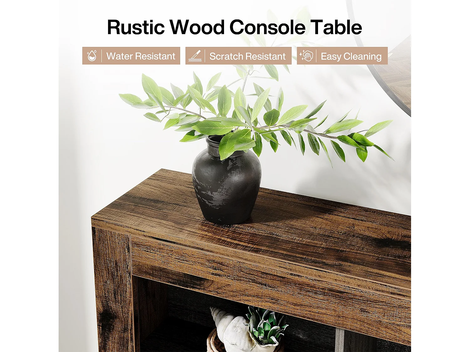 Table Console, 160 x 30 x 80 cm, Table d'appoint, Table d'entrée en Bois Rustique avec 6 Cubes de Rangement pour Entrée, Couloir, Salon, Marron Vintage