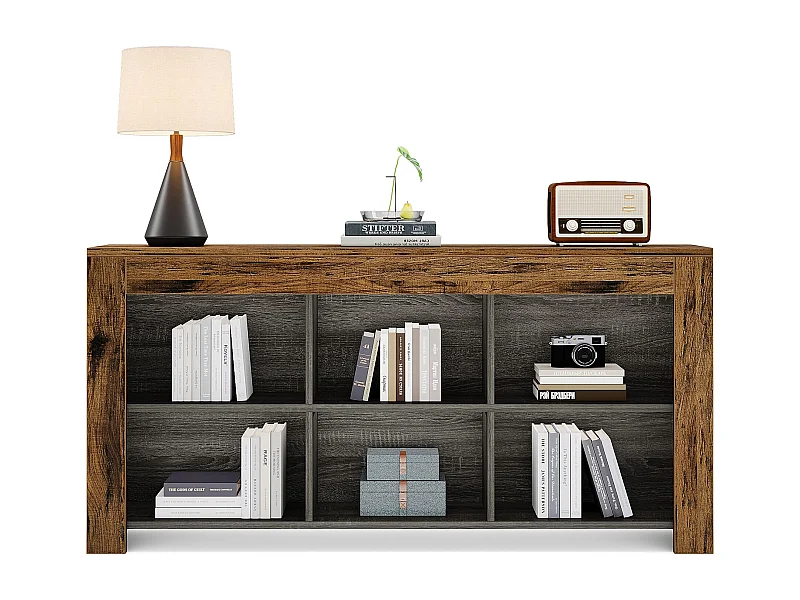 Table Console, 160 x 30 x 80 cm, Table d'appoint, Table d'entrée en Bois Rustique avec 6 Cubes de Rangement pour Entrée, Couloir, Salon, Marron Vintage