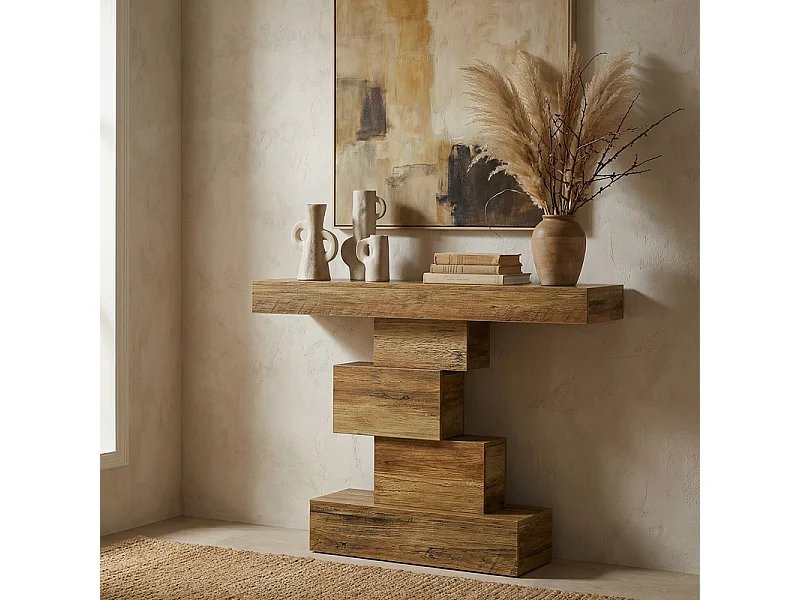 Table console 108 x 30 x 80 cm ,Table de couloir avec pied design unique,Table d'appoint étroite en bois ,Table pour salon, couloir, chambre à coucher