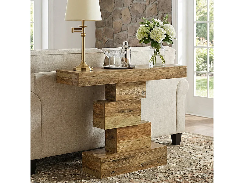 Table console 108 x 30 x 80 cm ,Table de couloir avec pied design unique,Table d'appoint étroite en bois ,Table pour salon, couloir, chambre à coucher