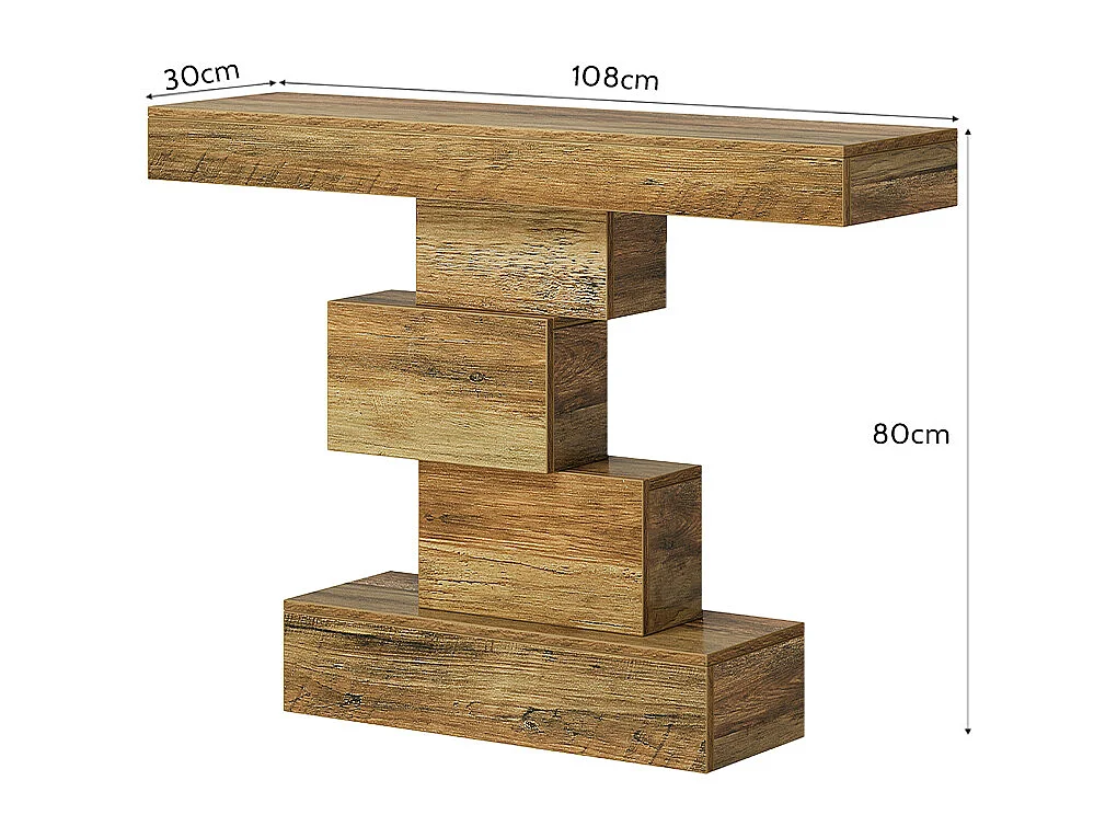 Table console 108 x 30 x 80 cm ,Table de couloir avec pied design unique,Table d'appoint étroite en bois ,Table pour salon, couloir, chambre à coucher