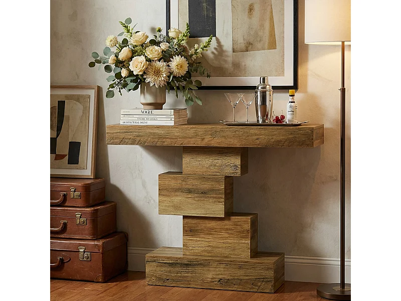 Table console 108 x 30 x 80 cm ,Table de couloir avec pied design unique,Table d'appoint étroite en bois ,Table pour salon, couloir, chambre à coucher