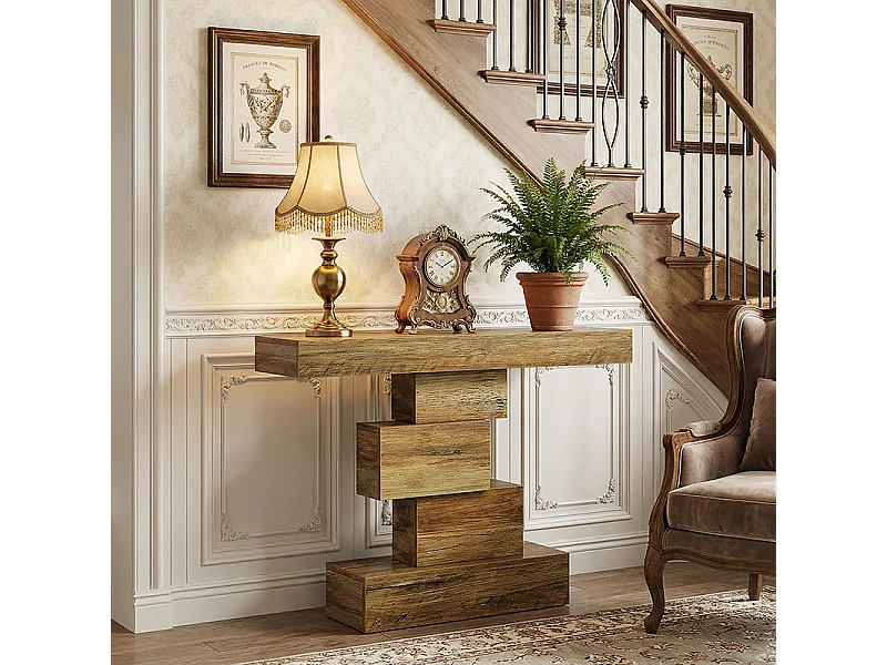 Table console 108 x 30 x 80 cm ,Table de couloir avec pied design unique,Table d'appoint étroite en bois ,Table pour salon, couloir, chambre à coucher