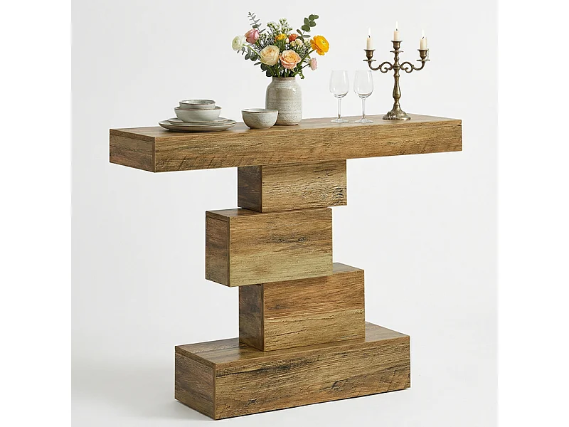 Table console 108 x 30 x 80 cm ,Table de couloir avec pied design unique,Table d'appoint étroite en bois ,Table pour salon, couloir, chambre à coucher