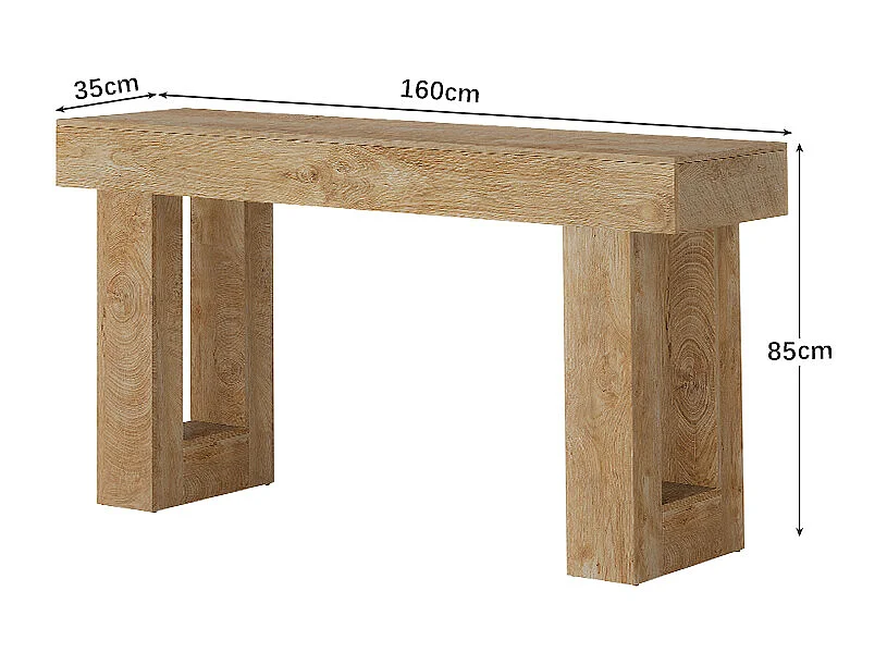 Table console 160cm, table de canapé derrière le canapé, longue table d'entrée , table console étroite, table de couloir pour entrée, salon, bois naturel