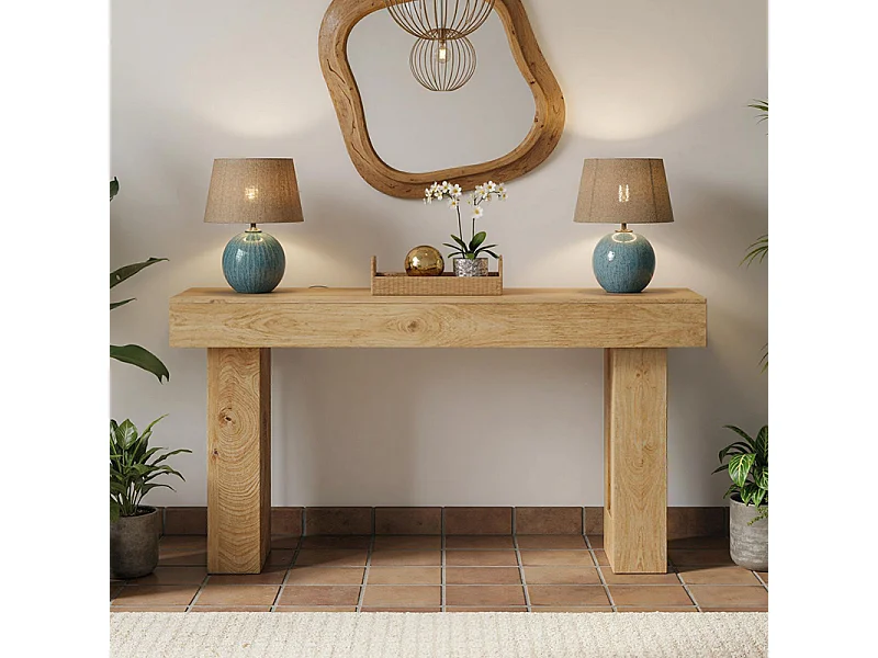 Table console 160cm, table de canapé derrière le canapé, longue table d'entrée , table console étroite, table de couloir pour entrée, salon, bois naturel