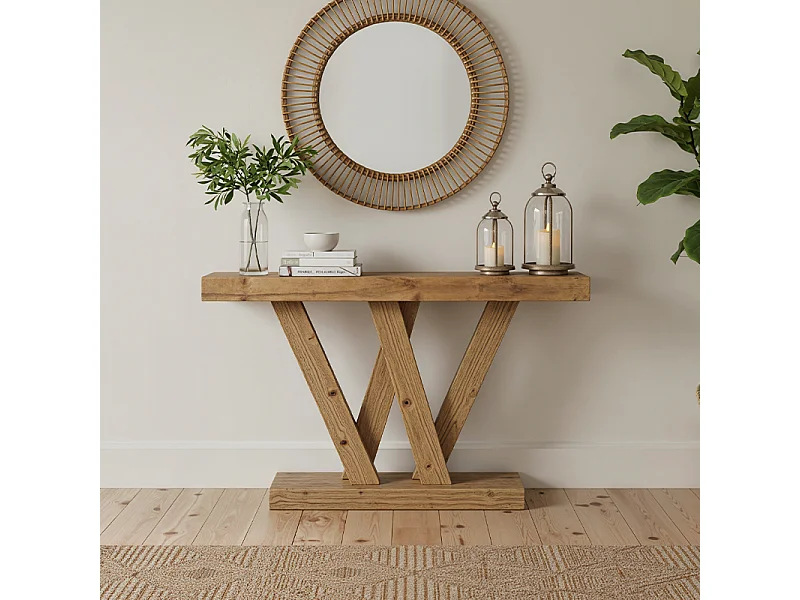 Console Meuble, Console d’entrée de Couloir rustique, Tables d'entrée de 120 cm Table de canapé étroite pour Salon, Cadre en bois Stable, Marron