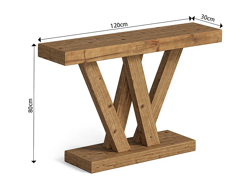 Console Meuble, Console d’entrée de Couloir rustique, Tables d'entrée de 120 cm Table de canapé étroite pour Salon, Cadre en bois Stable, Marron