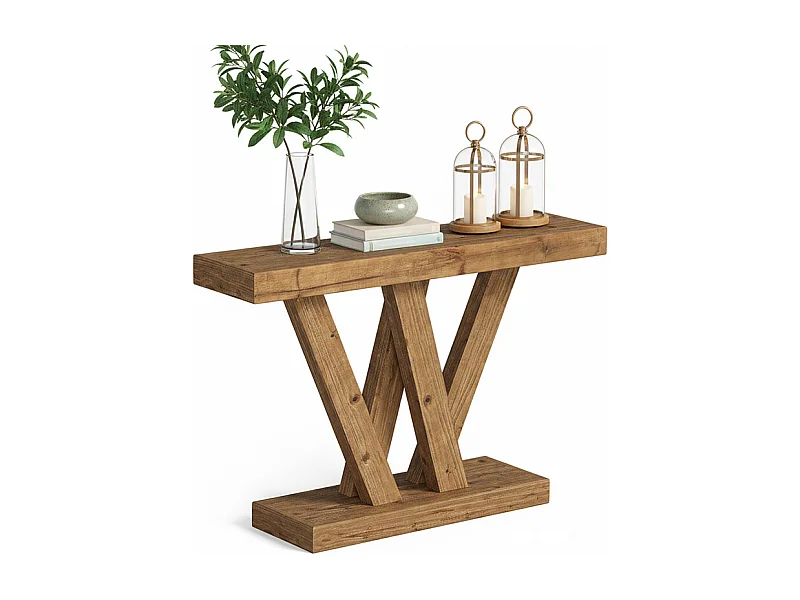 Console Meuble, Console d’entrée de Couloir rustique, Tables d'entrée de 120 cm Table de canapé étroite pour Salon, Cadre en bois Stable, Marron