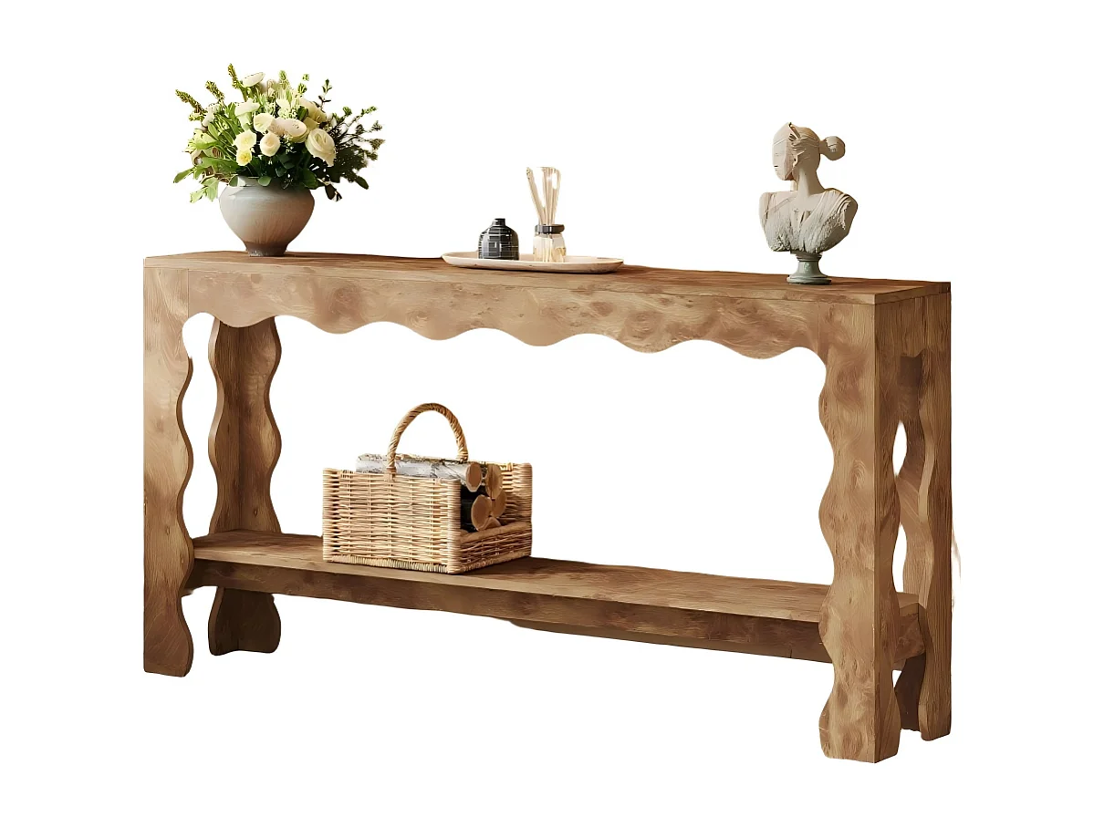 Table console de ferme de 160 cm avec rangement, table de canapé derrière le canapé, longue table d'entrée, table console étroite, table de couloir pour entrée, sal