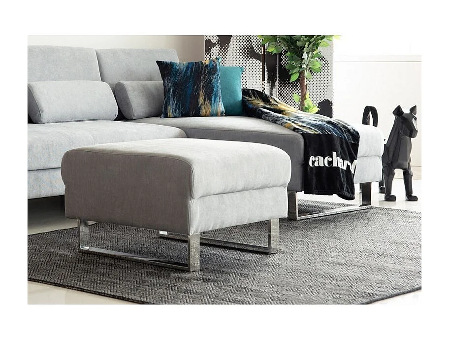 Pouf carré AXELL gris  tissu peau de pêche 75 x 75 x 45 cm