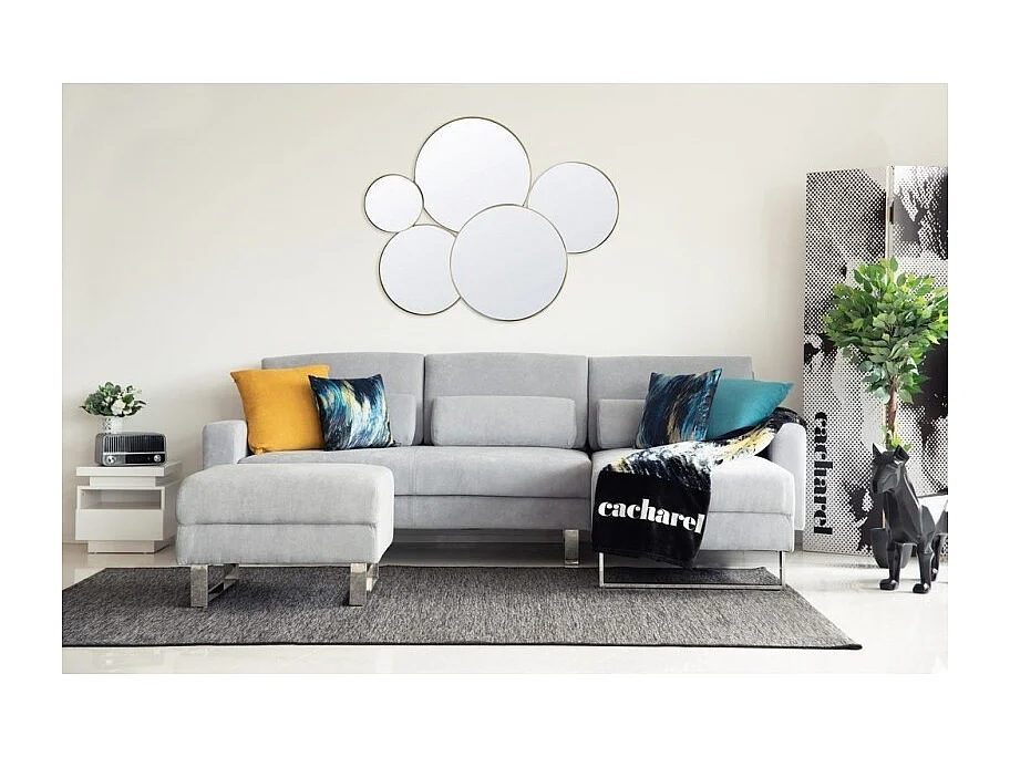 Pouf carré AXELL gris  tissu peau de pêche 75 x 75 x 45 cm