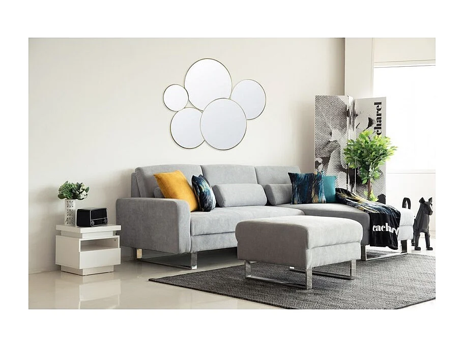 Pouf carré AXELL gris  tissu peau de pêche 75 x 75 x 45 cm