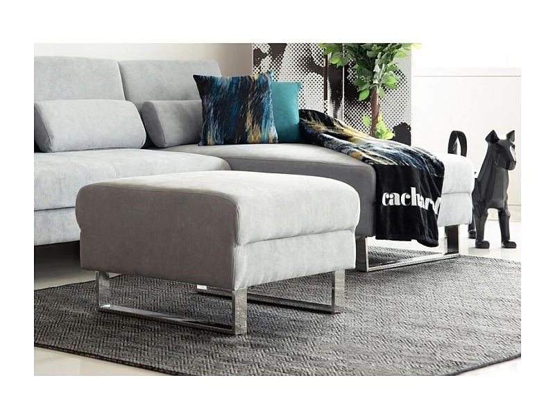 Pouf carré AXELL gris  tissu peau de pêche 75 x 75 x 45 cm