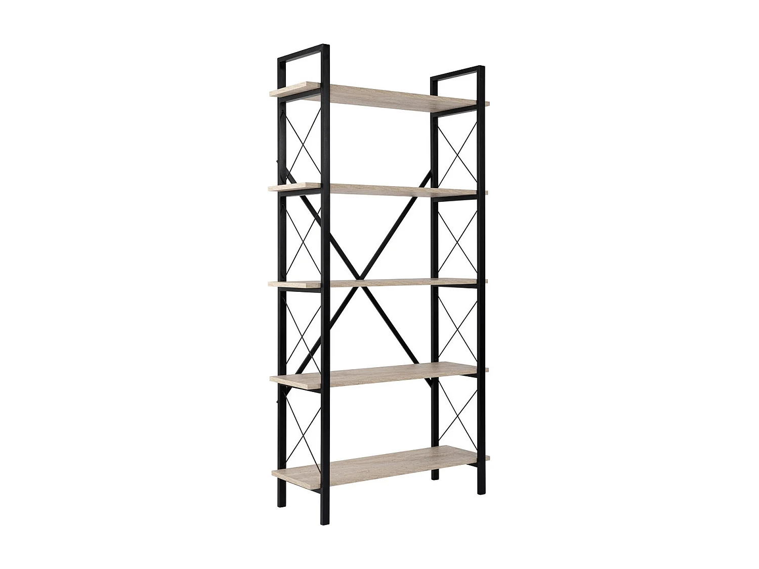 Bibliothèque en bois "Elysian" - 90 x 33 x 180 cm - TravertinNoir