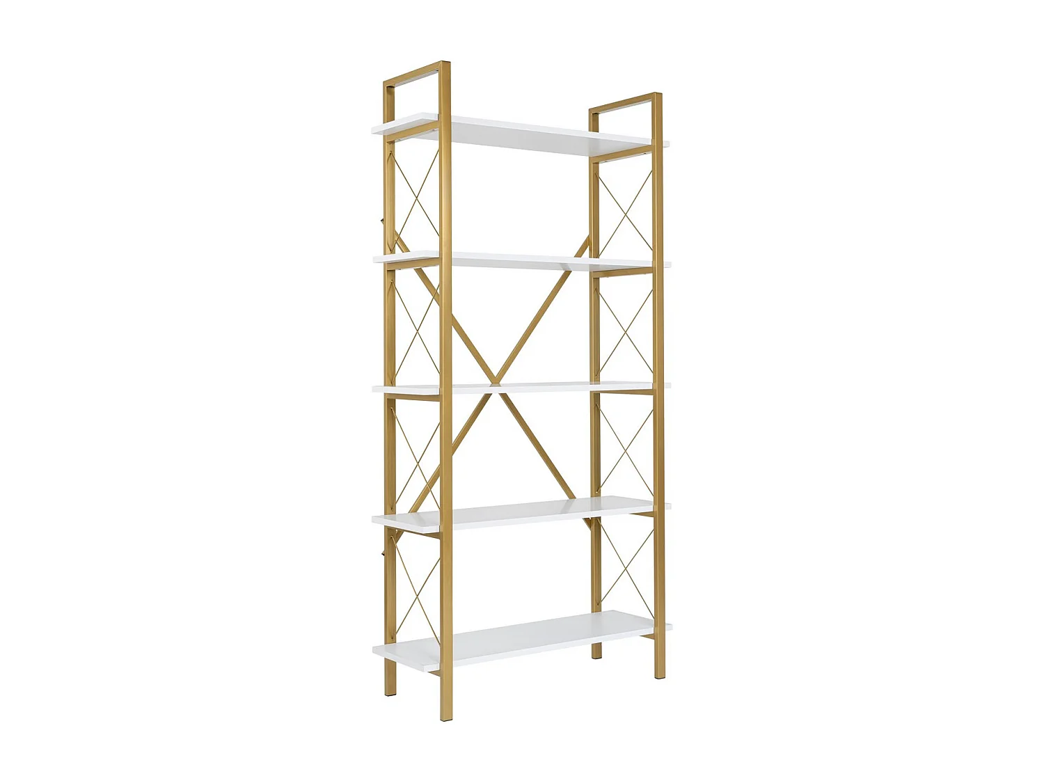 Bibliothèque en bois "Elysian" - 90 x 33 x 180 cm - Or blanc