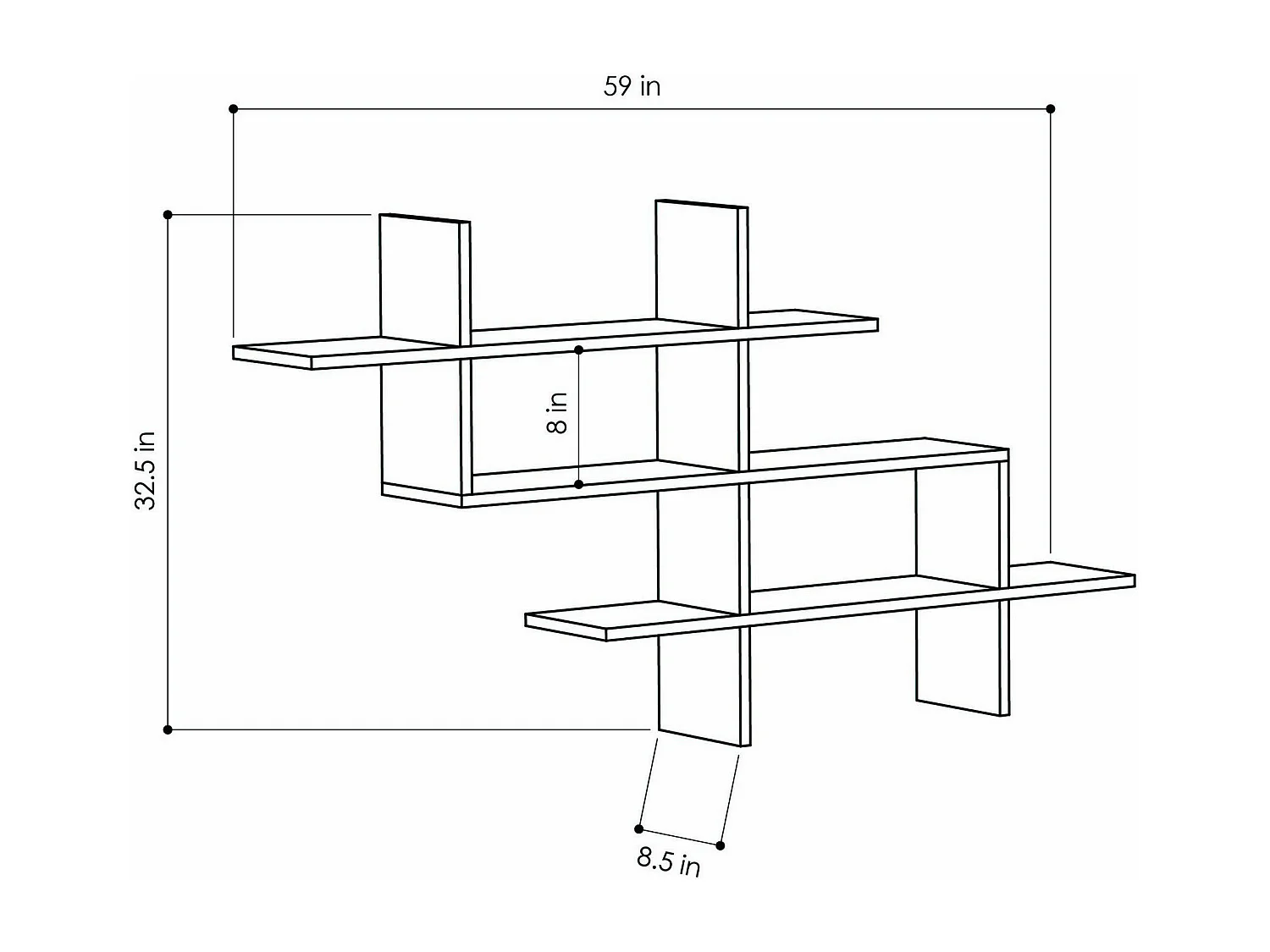 Bibliothèque en bois "Halic" - 150 x 22 x 82 cm - Chêne