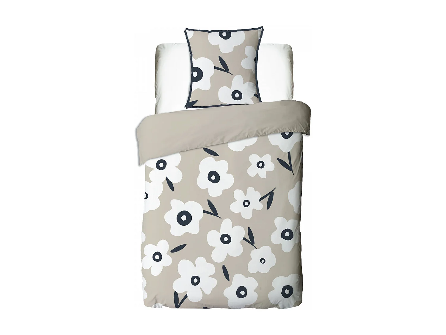 Parure de lit 1 personne en coton imprimé fleurs 140x200cm