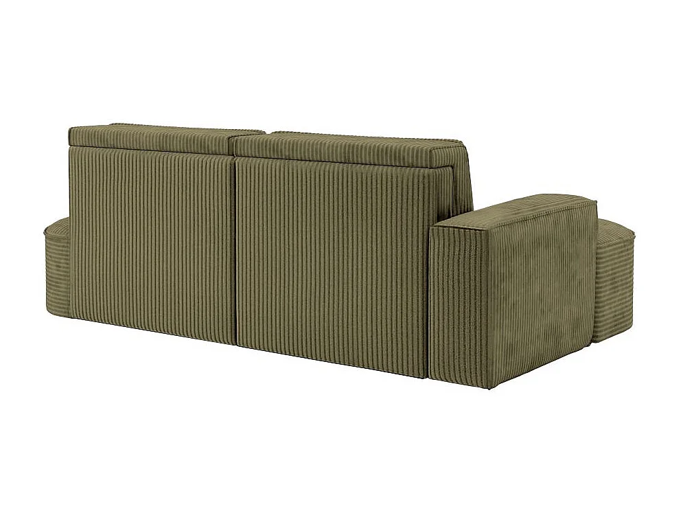 Canapé d'angle gauche convertible 4 places MARLO en velours cotelé - Vert kaki