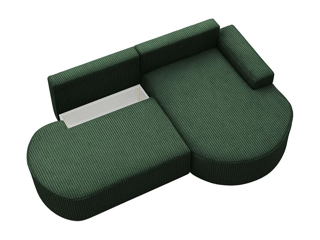 Canapé d'angle droit convertible 4 places MARLO en velours cotelé - Vert foncé