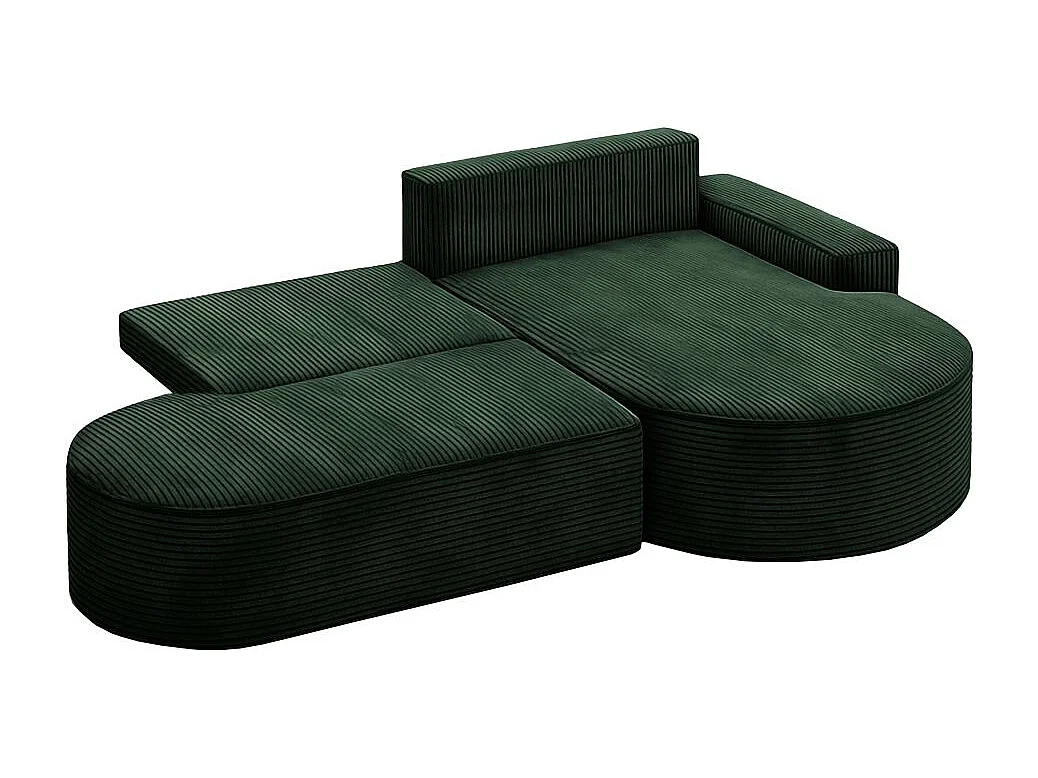 Canapé d'angle droit convertible 4 places MARLO en velours cotelé - Vert foncé