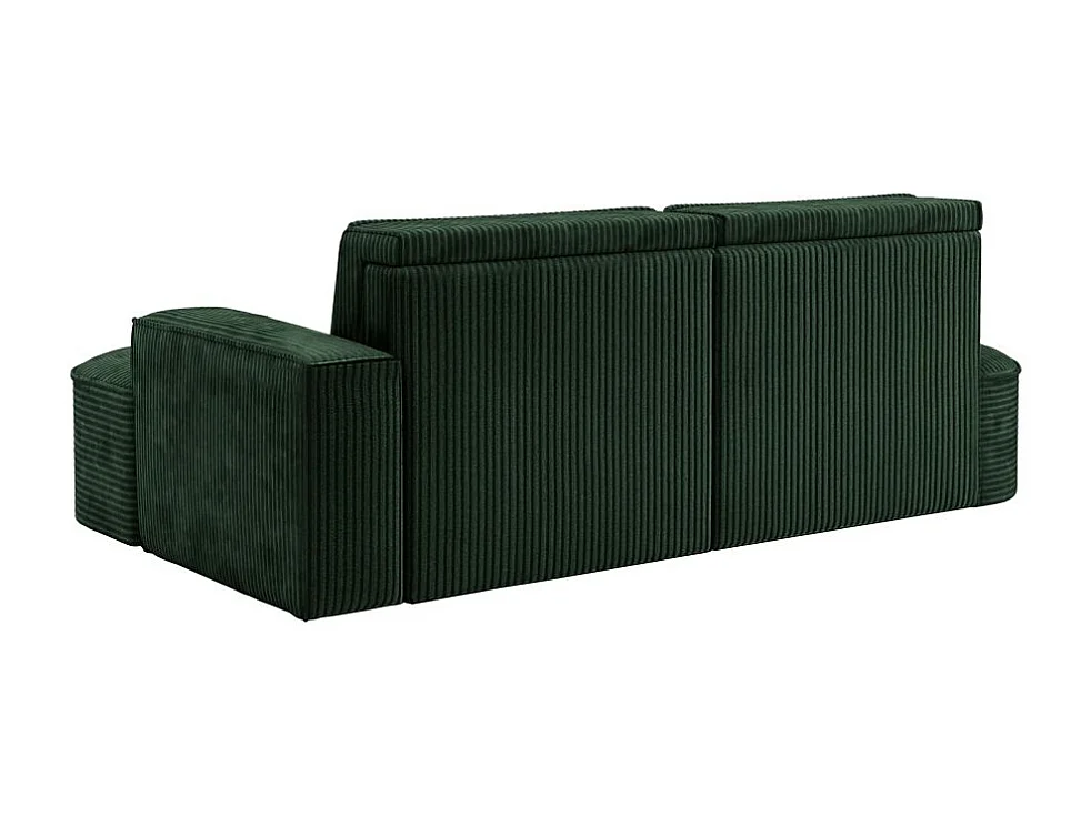 Canapé d'angle droit convertible 4 places MARLO en velours cotelé - Vert foncé