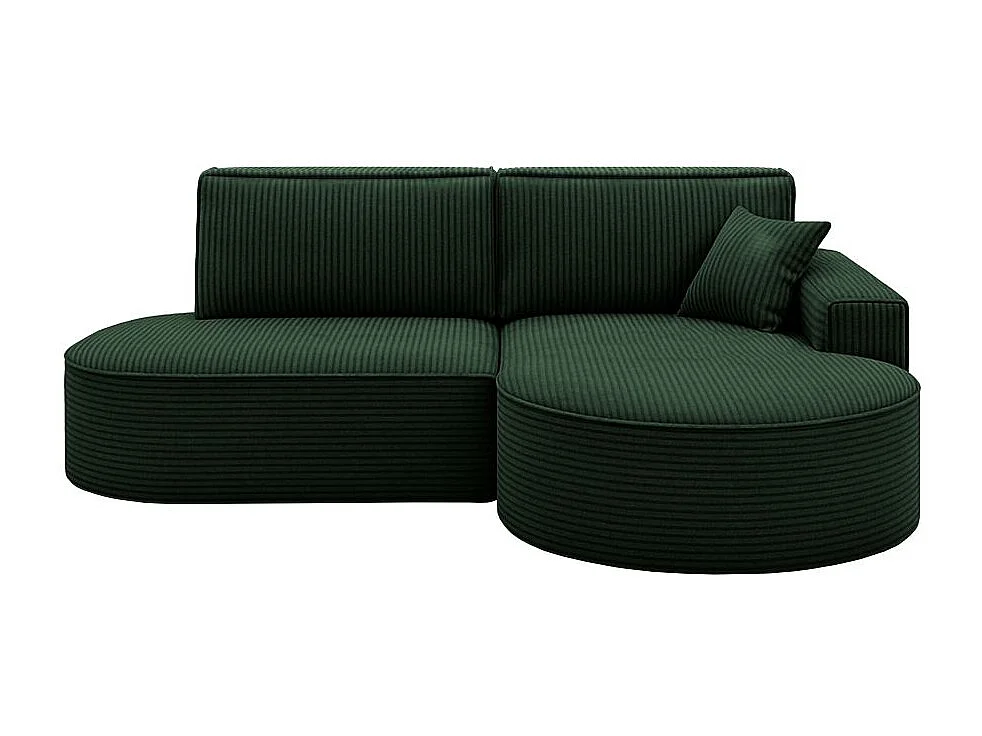 Canapé d'angle droit convertible 4 places MARLO en velours cotelé - Vert foncé