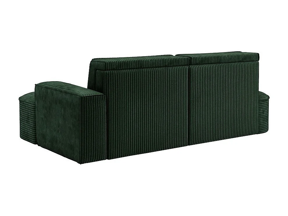 Canapé d'angle droit convertible 4 places MARLO en velours cotelé - Vert foncé