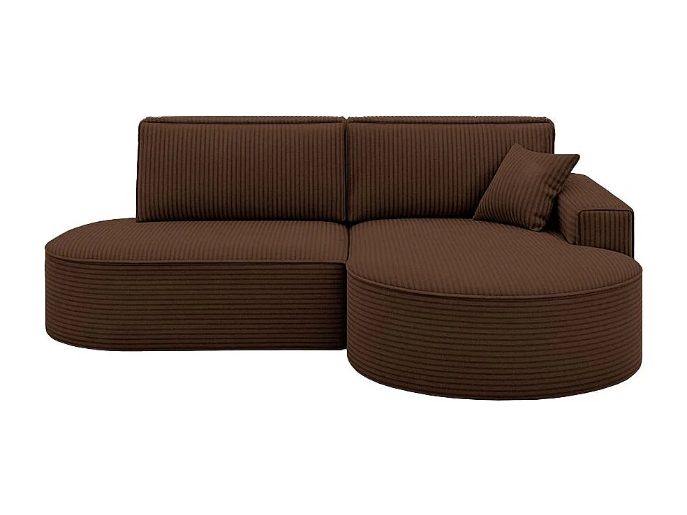 Canapé d'angle droit convertible 4 places MARLO en velours cotelé - Marron