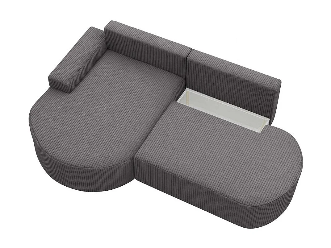 Canapé d'angle gauche convertible 4 places MARLO en velours cotelé - Gris