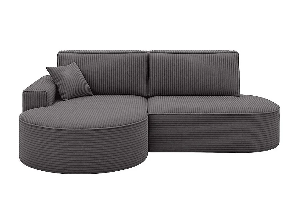 Canapé d'angle gauche convertible 4 places MARLO en velours cotelé - Gris