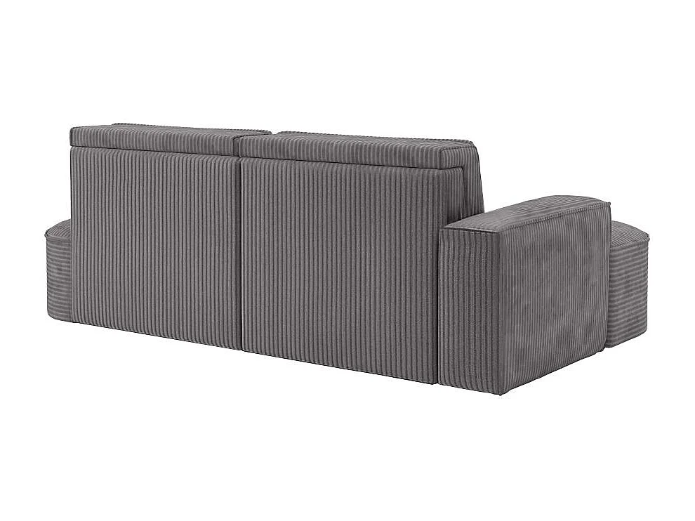 Canapé d'angle gauche convertible 4 places MARLO en velours cotelé - Gris