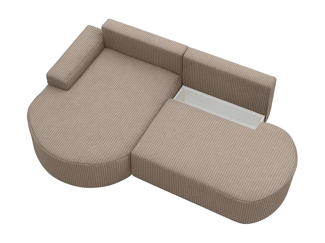 Canapé d'angle gauche convertible 4 places MARLO en velours cotelé - Taupe