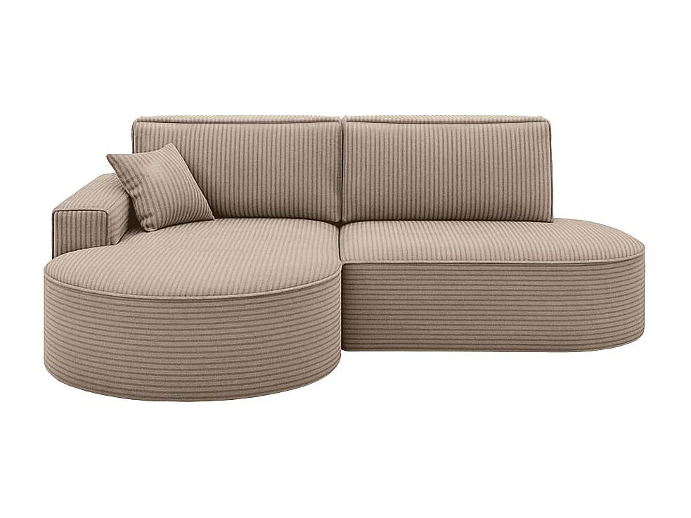 Canapé d'angle gauche convertible 4 places MARLO en velours cotelé - Taupe