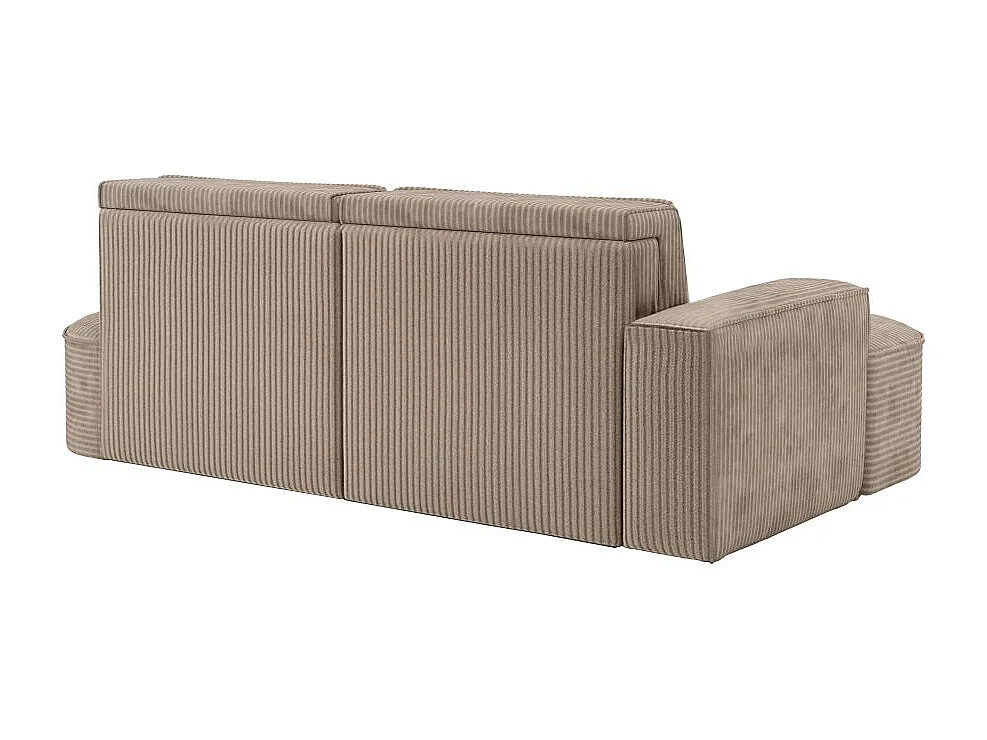 Canapé d'angle gauche convertible 4 places MARLO en velours cotelé - Taupe