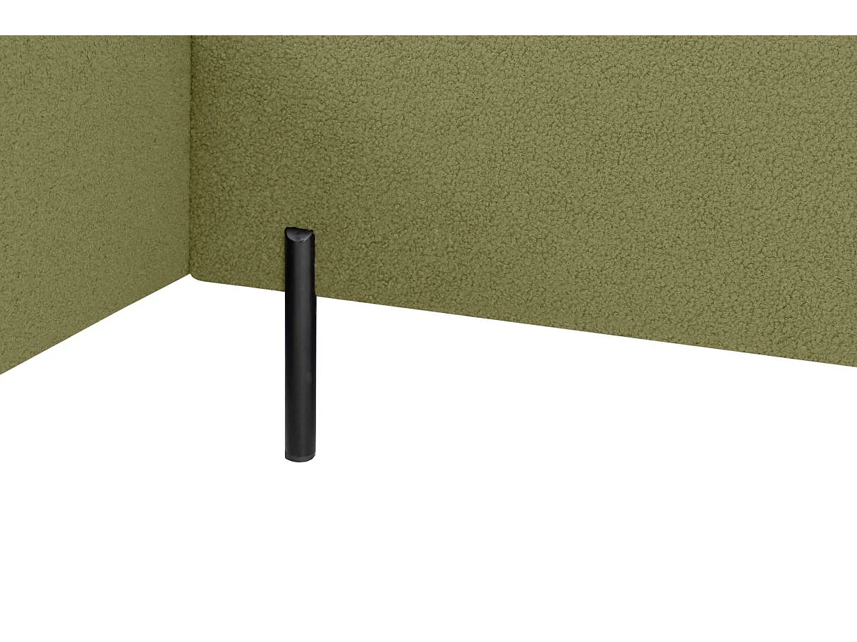 Canapé d'angle gauche 4 places MARLON en tissu bouclette - Vert kaki