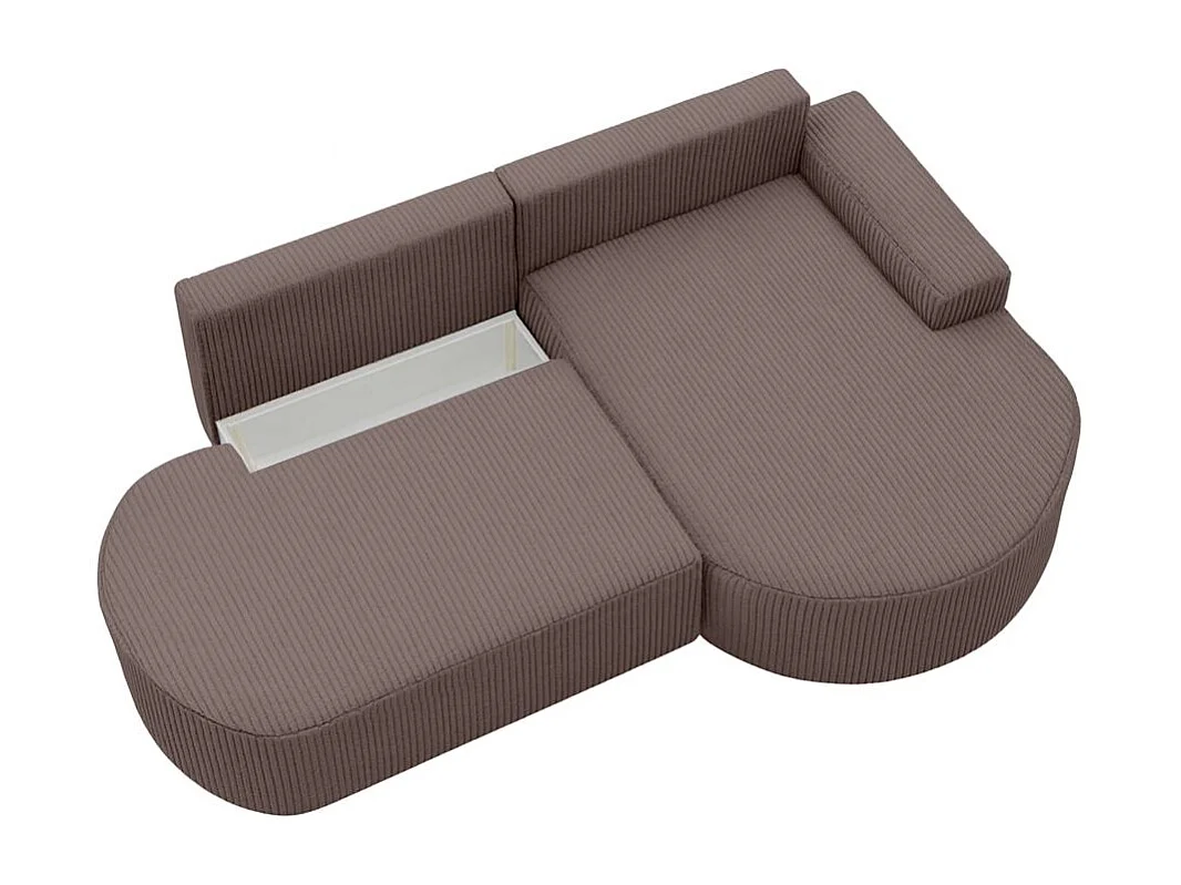 Canapé d'angle droit convertible 4 places MARLO en velours cotelé - Marron glacé