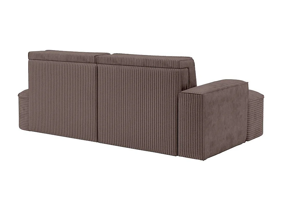 Canapé d'angle gauche convertible 4 places MARLO en velours cotelé - Marron glacé