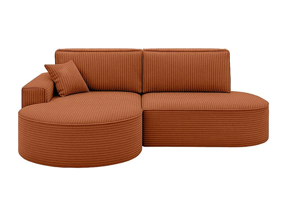 Canapé d'angle gauche convertible 4 places MARLO en velours cotelé - Terracotta