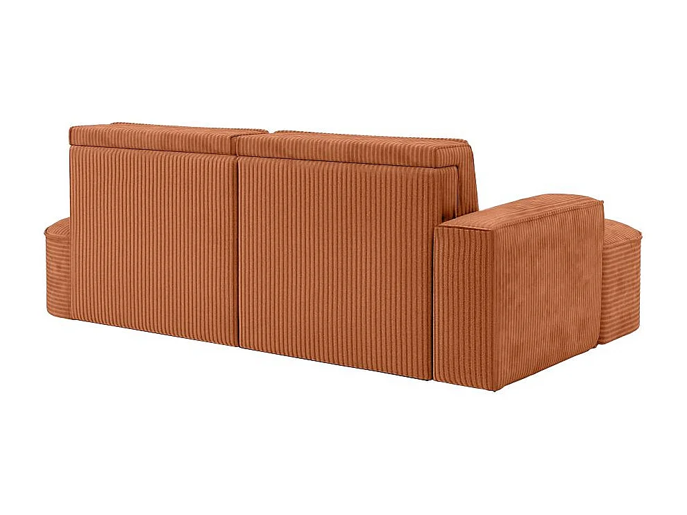 Canapé d'angle gauche convertible 4 places MARLO en velours cotelé - Terracotta