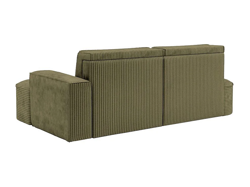 Canapé d'angle droit convertible 4 places MARLO en velours cotelé - Vert kaki