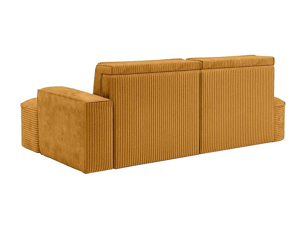 Canapé d'angle droit convertible 4 places MARLO en velours cotelé - Jaune