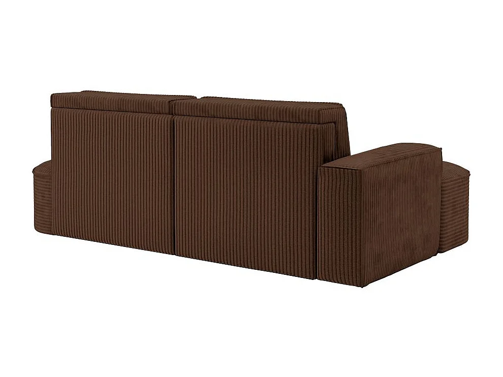 Canapé d'angle gauche convertible 4 places MARLO en velours cotelé - Marron