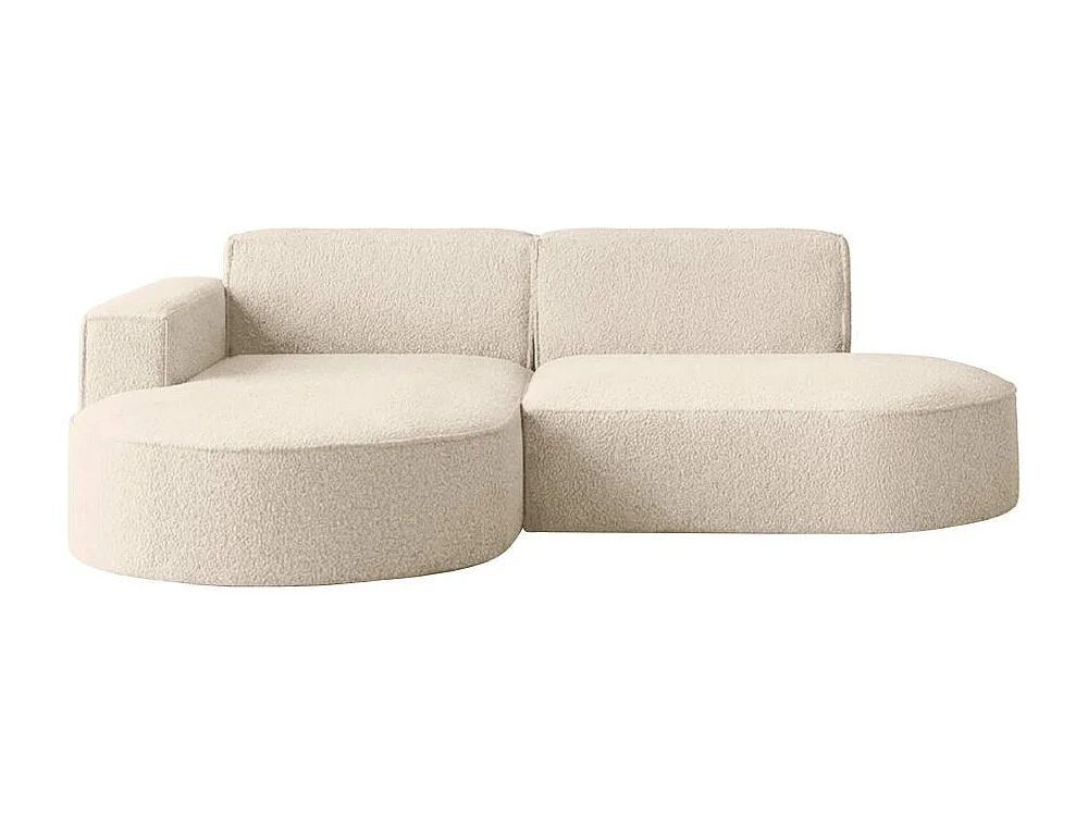 Canapé d'angle gauche 4 places MARLA en tissu bouclette - Blanc