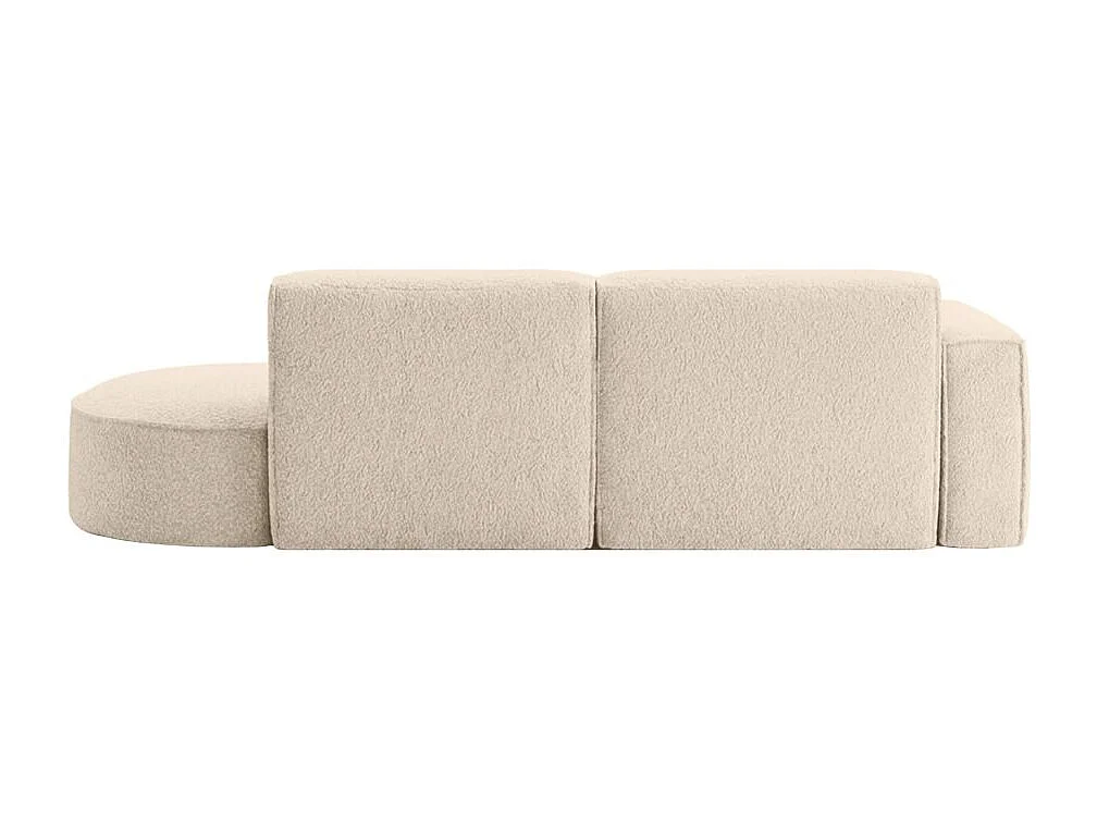 Canapé d'angle gauche 4 places MARLA en tissu bouclette - Blanc