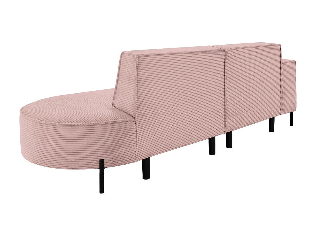 Canapé d'angle gauche 4 places MARLON en velours côtelé - Rose