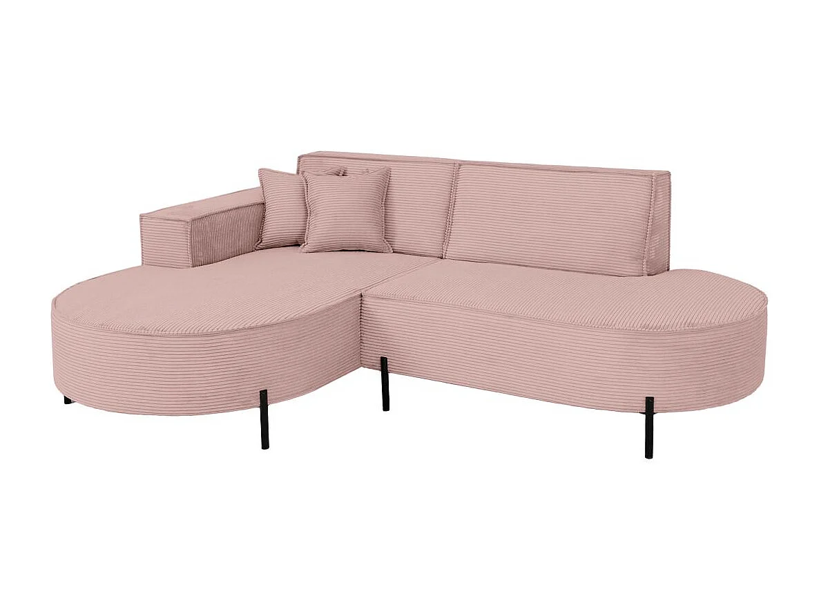 Canapé d'angle gauche 4 places MARLON en velours côtelé - Rose